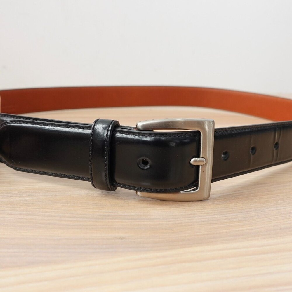 COACH Belt Mens 36 90 Black Leather Italian Dress Formal Work Solid Brass Medium - Picture 1 of 12